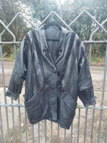 Vintage ladies black leather jacket (free postage)
