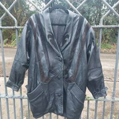 Vintage ladies black leather jacket (free postage)