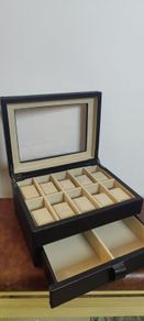 Fossil leather watch and jewellery storage box