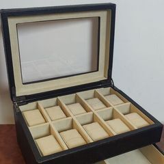 Fossil leather watch and jewellery storage box