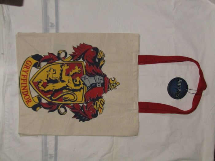 Harry Potter Canvas Tote Shopping Bag Gryffindor Crest School Red Handle Brand New