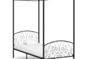 Canopy Bed Frame Black Metal 90x200 cm
