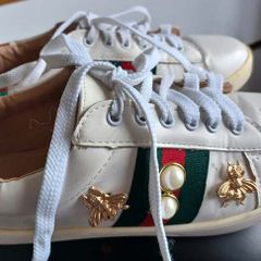 Gucci Ace style trainers with bee and pearl detail