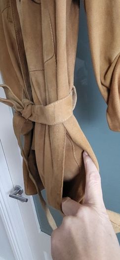 Camel suede safari style jacket Sz L (Fit 12-14UK)