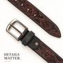 Unisex Genuine Leather Tooled Belt Vintage Floral Western Leather Belt Image 4