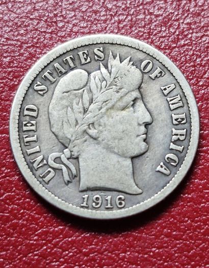 Usa 1 Barber Dime 10 Cents 1916 Philadelphia Silver
