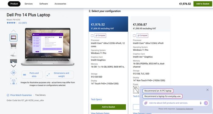Dell Pro 14 Plus laptop, NEW, warranty untill 2029