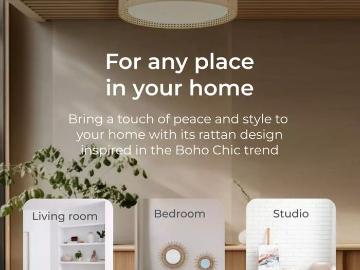 Bohemia Smart LED ceiling light, Rattan design, 3W speaker, RGBIC