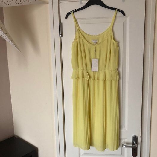 Monsoon pale yellow Midi Dress UK10