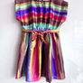 Girls Colourful Satin Tunic / Short Dress | Age 12 Years | Bright Stripe Pattern Image 6