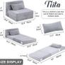 Convertible Folding Kids Sofa Bed with Pillow & Storage Bag, Plush Fabric Floor Mattress Couch Bed, Washable Cover, Kids Room, Playroom, Dorm, Apartment, White Grey Image 3