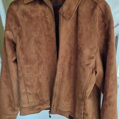 Brown men's large suede jacket