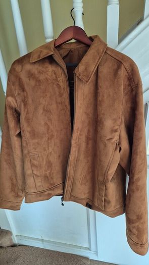 Brown men's large suede jacket