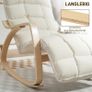 Upholstered Rocking Chair Relaxing Armchair with Armrests & Steel Frame for Living Room, Bedroom, Cream Image 6