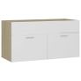 Sink Cabinet with Built-in Basin White and Sonoma Oak Chipboard Image 8