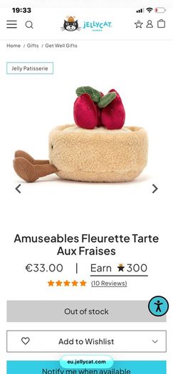 New JELLYCAT Fleurette Tarte Aux Fraises and Collette Tarte Au Citron Pair