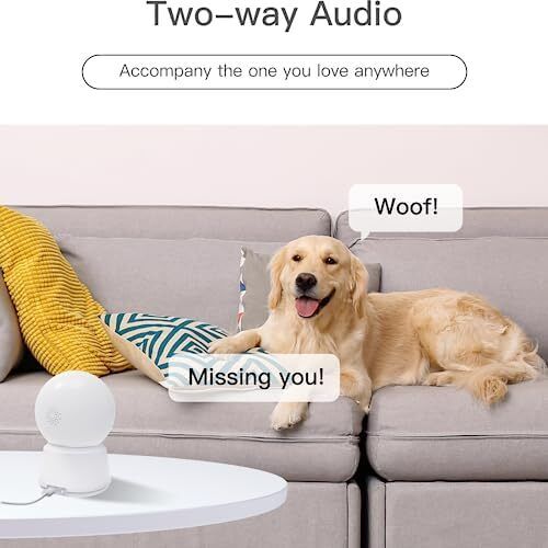 Pet Dog Cameras with App,2K 3MP Indoor Security Camera for Baby Cat Puppy Nanny,360 degree Night Vision,Sound Detection,Motion Tracking