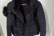 Zara navy coat with hood