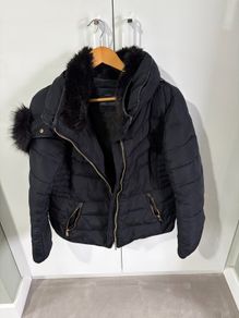 Zara navy coat with hood