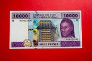 Central African  Republic . 10,000 Francs  2002. Low Serial Number Scarce  Pick 310. ( Unc )