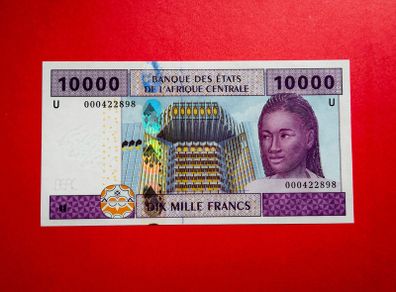 Central African  Republic . 10,000 Francs  2002. Low Serial Number Scarce  Pick 310. ( Unc )