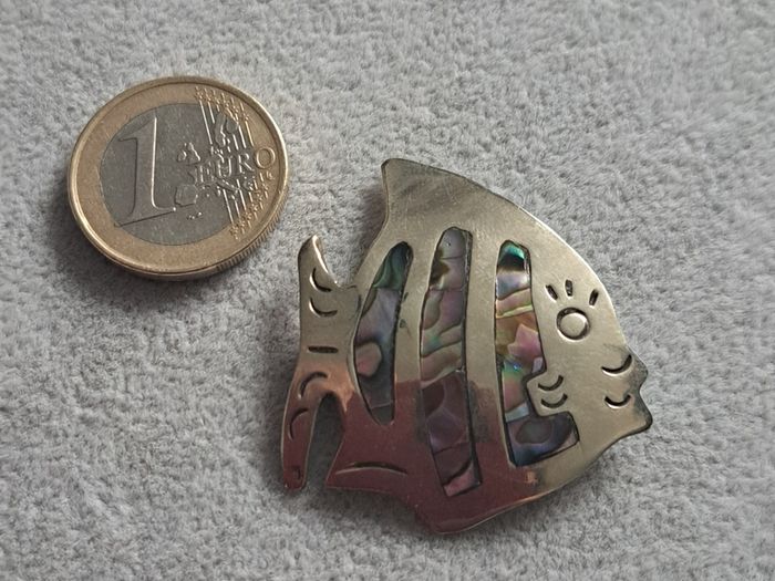 Vintage Alpaca Mexico fish brooch