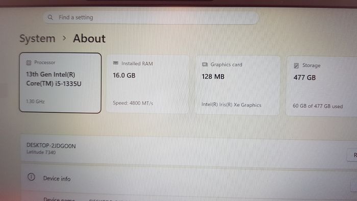 Dell Latitude 7340, i5 Cpu (13th gen), 16 GB Ram, 512 GB Storage (SSD).