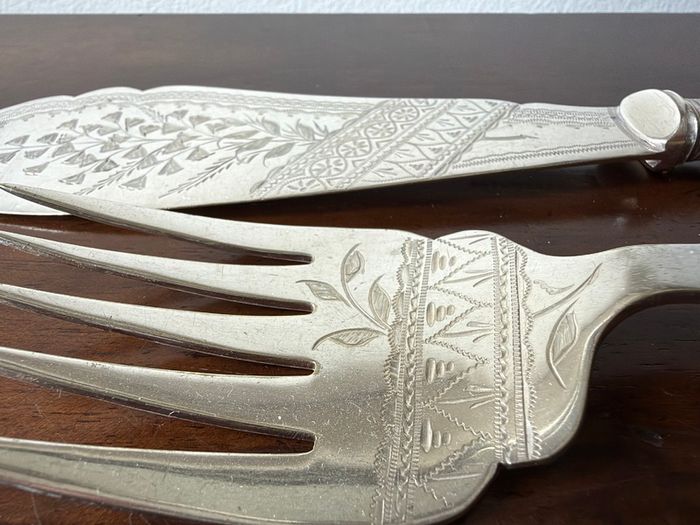Antique B. Worth & Sons EPNS Fish Serving Knife & Fork
