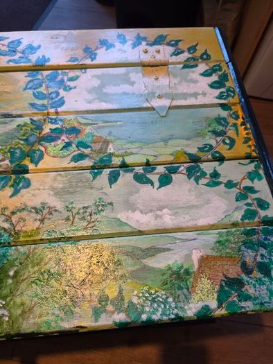 original hand painted wooden chest