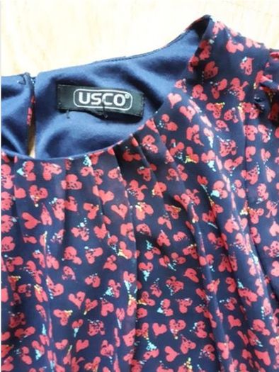 Navy Blouse with hearts  Size 8-12