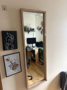 Full-Length Wall Mirror - Wood-Effect Frame