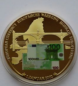 100 euro Banknote 1st january 2002 commemorative coin