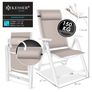 KESSER 2pce Garden Chair High-Backed Chair with Armrests Aluminium Folding Chair with Pillow & Cover Camping Chair 7-Way Adjustable Backrest Breathable & Weatherproof Foldable & Non-Slip Taupe Image 2