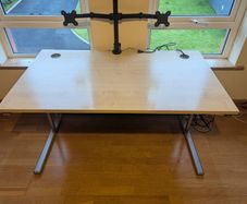 Home Office Desk - Beech with silver cantilever