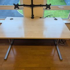 Home Office Desk - Beech with silver cantilever