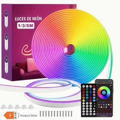 5M 5V USB RGB Smart LED Neon Rope Lights, 16 Million Colors, App/Remote Control, Music Rhythm, Timing Switch, Adjustable Brightness,