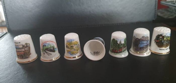 Bone China Thimbles Ships& Trains Themed