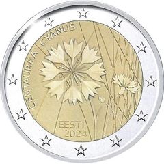 Estonia 2 Euro Commemorative Coin 2024 - The Cornflower. Uncirculated.