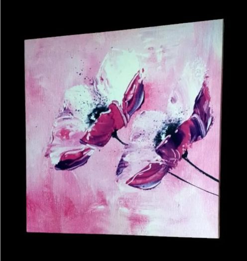 Brand New Abstract Pink Floral Canvas Art
