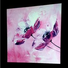 Brand New Abstract Pink Floral Canvas Art