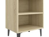 _Bed Cabinet with Metal Legs Sonoma Oak 40x30x50 cm