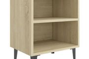 _Bed Cabinet with Metal Legs Sonoma Oak 40x30x50 cm