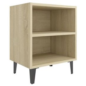 _Bed Cabinet with Metal Legs Sonoma Oak 40x30x50 cm
