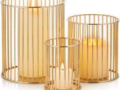 Set of 3 Gold Wire Construction Candle Holder Set Minimalist Versatile for Flower Arrangement Kitchen Organizer, 3 Pcs