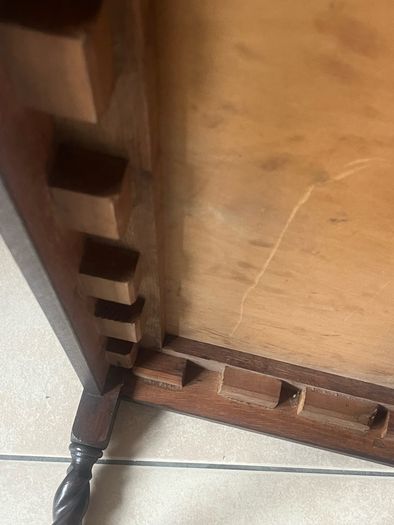 Rare antique low shoe changing bench. With celtic design embossed in the  leather