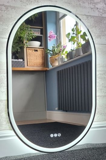 LED Bathroom Mirror Oval 60x90cm Bluetooth Speakers Antiifog Demister