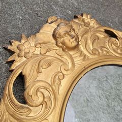 Antique hand carved gilt wood mirror
