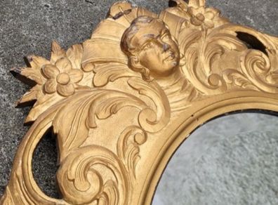 Antique hand carved gilt wood mirror