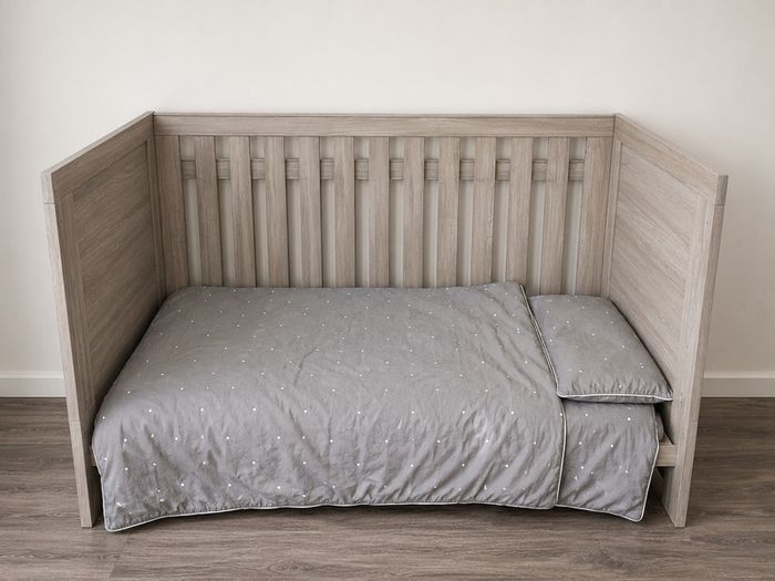 Baby Cot Bed, Toddler Bed and Changing Unit Bundle - Grey Wash - Excellent Condition