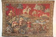 Large French Aubusson Style Tapestry with Medieval Hunting Scene